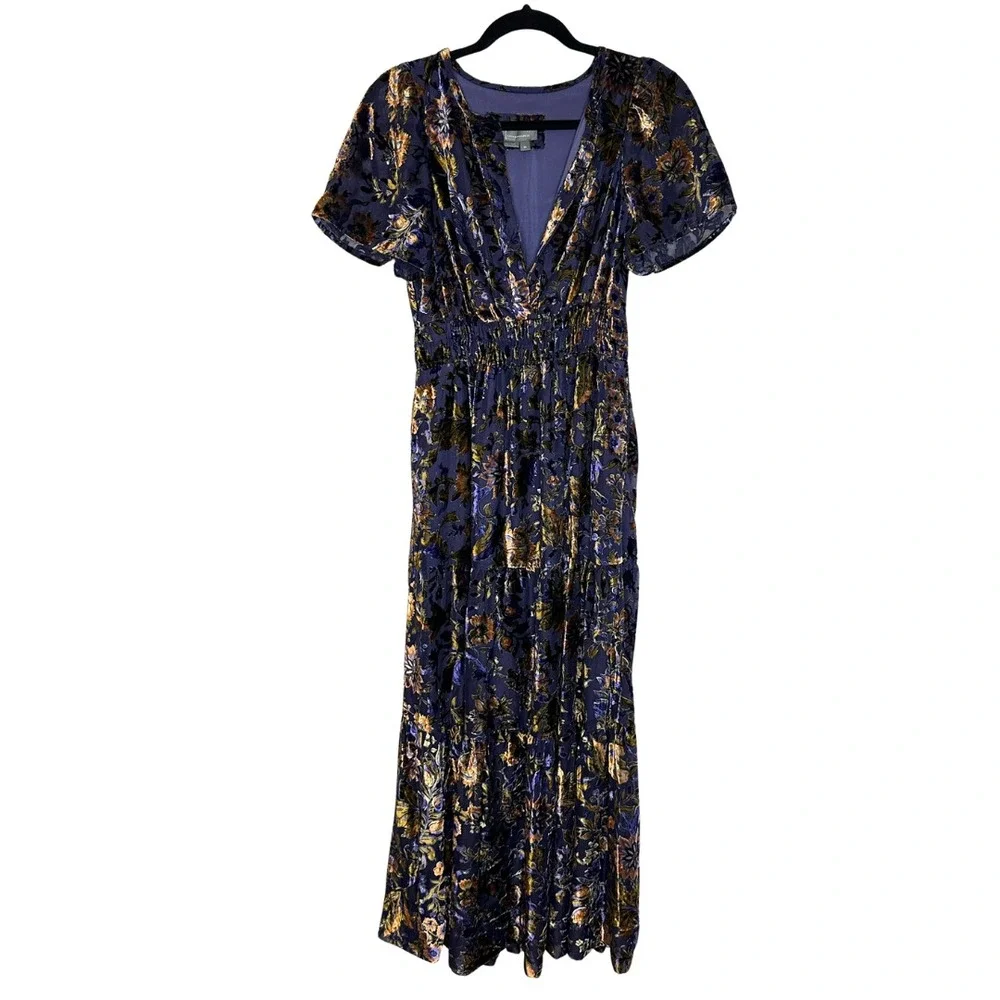 Anthropologie The Somerset Maxi Dress‎ Velvet Edition Purple Size XS Boho - Picture 2 of 9